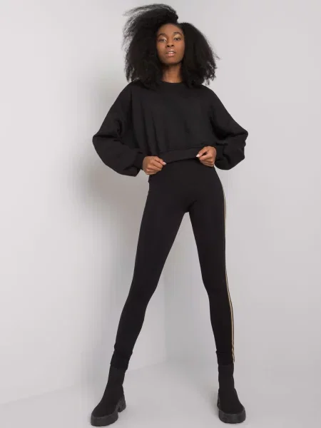 Leggings Fashionhunters cu dungi negru