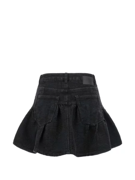 Fustă din denim Ganni cu volane negru