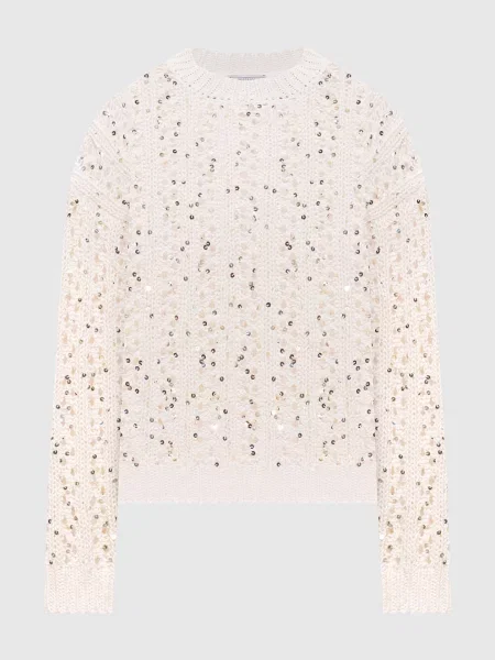Ажурний светр з паєтками Peserico бежевий