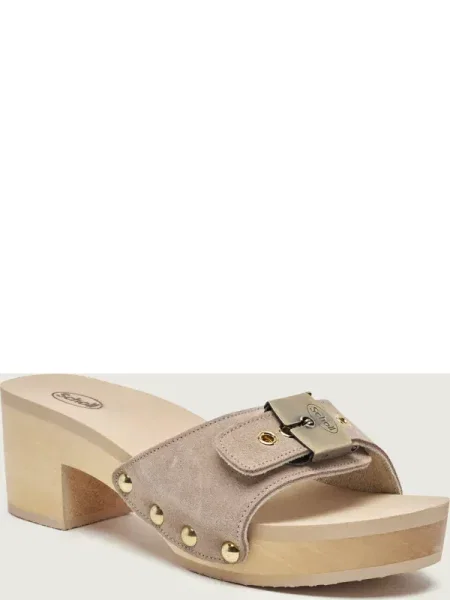 Scholl Șlapi cu gros PESCURA IBIZA | piele întoarsă bej