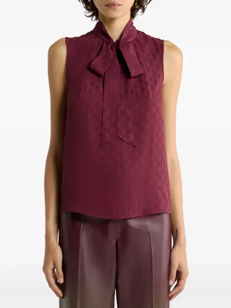 Top Etro de mătase cu model paisley roșu