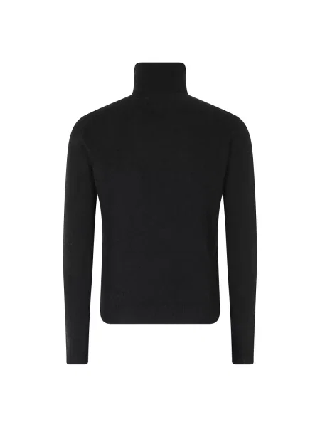Lniany sweter z golfem Roberto Collina czarny