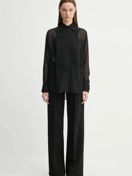 A.L.C. koszula jedwabna regular z kołnierzykiem klasycznym czarny