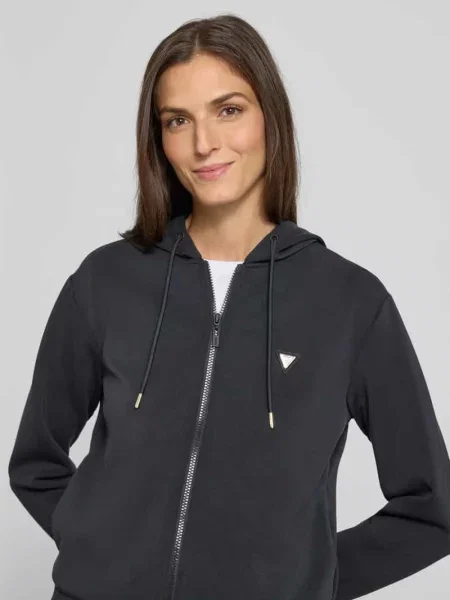 Guess bluza OLYMPE z kapturem gładka czarny