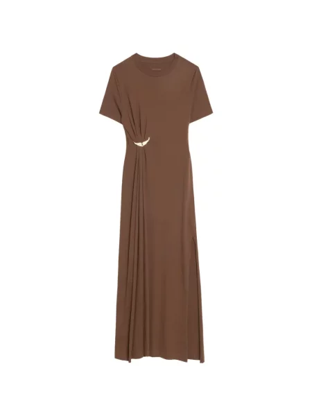 Rochie tip cămașă Zadig&voltaire până la genunchi de costum maro