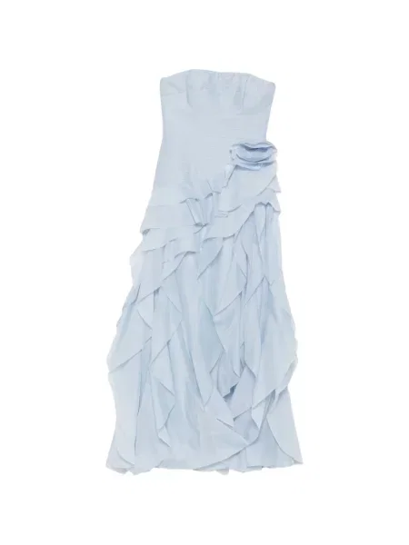 Rochie Aje cu volane fără bretele albastru