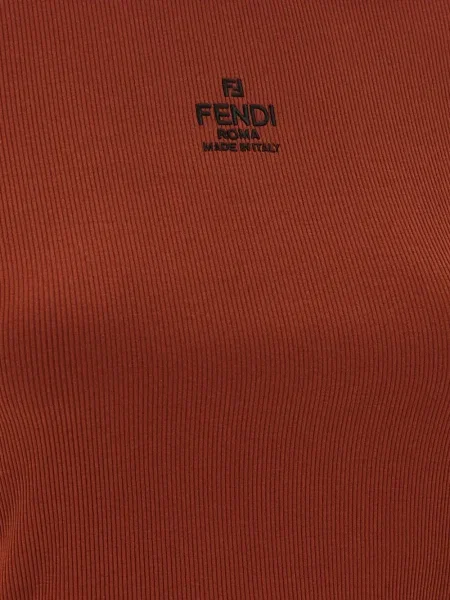 Top Fendi cu broderie maro