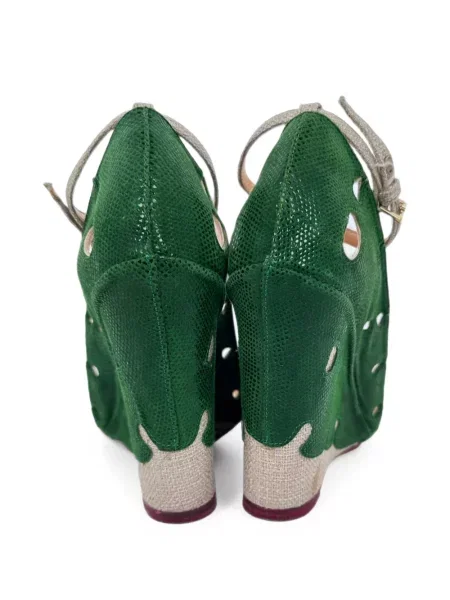 Sandale Charlotte Olympia cu pană verde