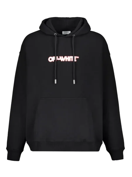 Hanorac cu glugă Off-white cu imagine alb