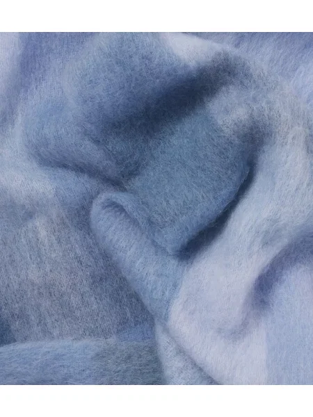 Fular Acne Studios de lână în carouri albastru