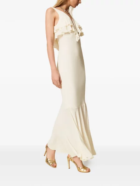 Rochie maxi Twinset cu volane de costum