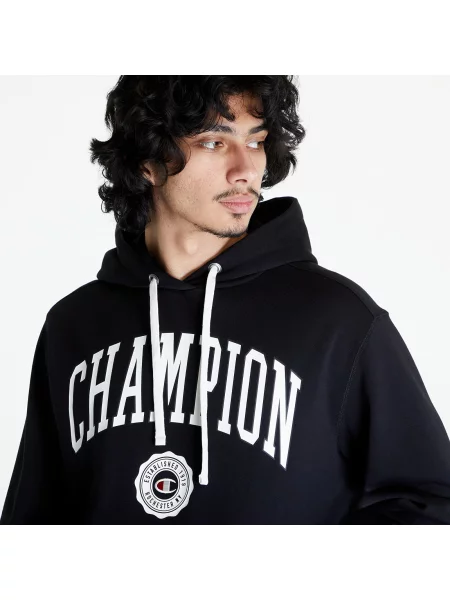 Суичър с качулка Champion с качулка с принт черно