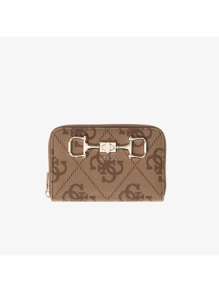 Πορτοφόλι GUESS Janie Logo Slg Med Zip Around Latte Logo Universal