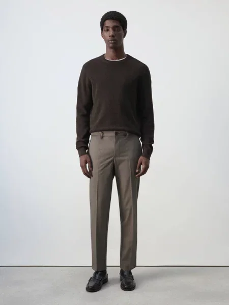 Spodnie Bologna cropped slim fit średni Mężczyzna 40 MANGO MAN brązowy