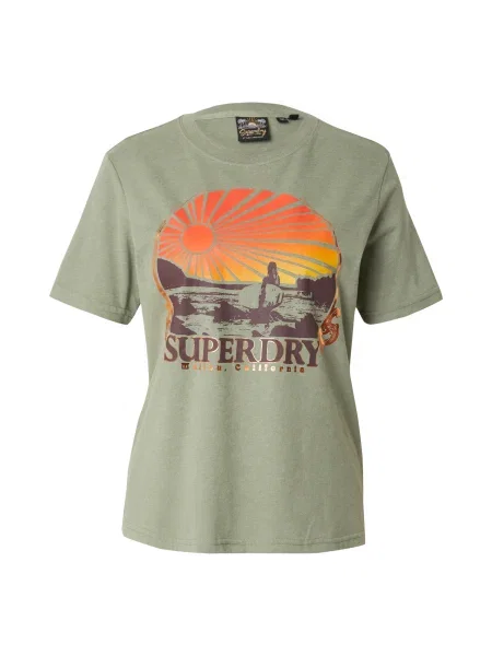 Superdry Tričko TRAVEL SOUVENIR žltá / zelená / oranžová čierna
