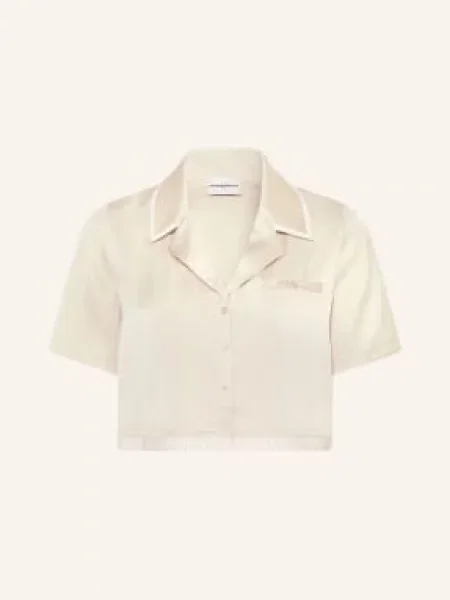 Claudie Pierlot Krótka Bluzka Z Satyny beige beżowa