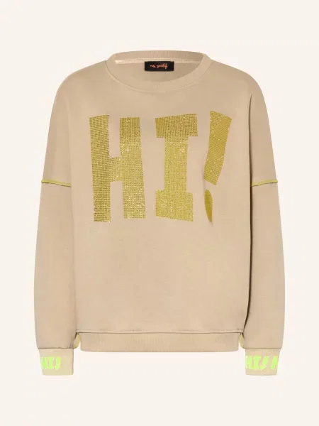 Miss Goodlife Oversized Mikina S Ozdobnými Kamínky / neonově žlutá béžová