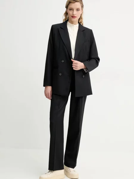 A.P.C. marynarka wełniana veste lucy dwurzędowa gładka czarny