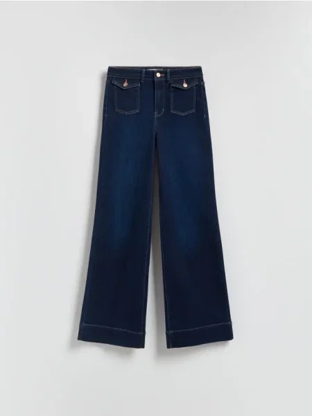 Reserved Jeansy flare granatowy