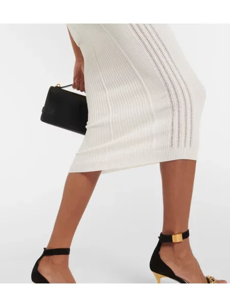 Rochie midi Balmain tricotate până la genunchi de costum alb