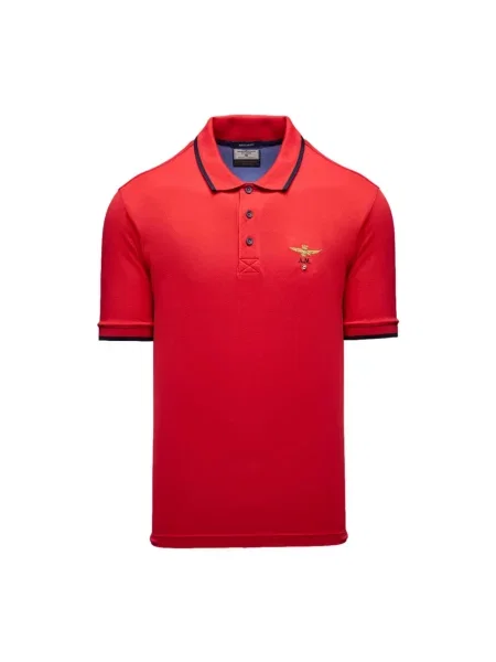 Aeronautica Militare Koszulki Mężczyzna XL Piqué Cotton Polo czerwony