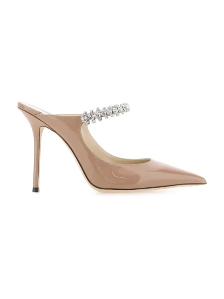 Klapki mules Jimmy Choo skórzane na szpilce różowe