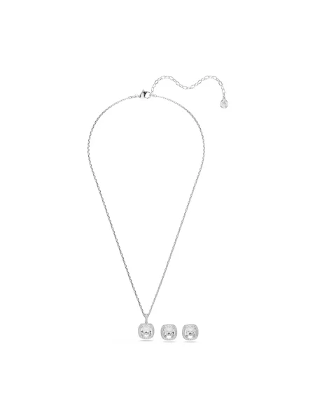 Swarovski naszyjnik i kolczyki metalowe z kryształem Swarovski UNA szare