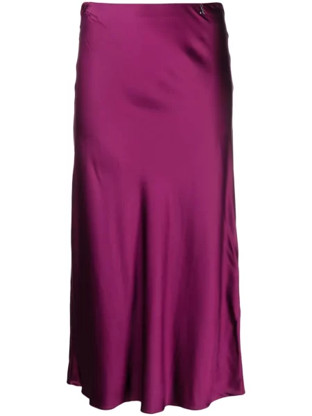 Fustă midi Patrizia Pepe cu talie înaltă din satin violet