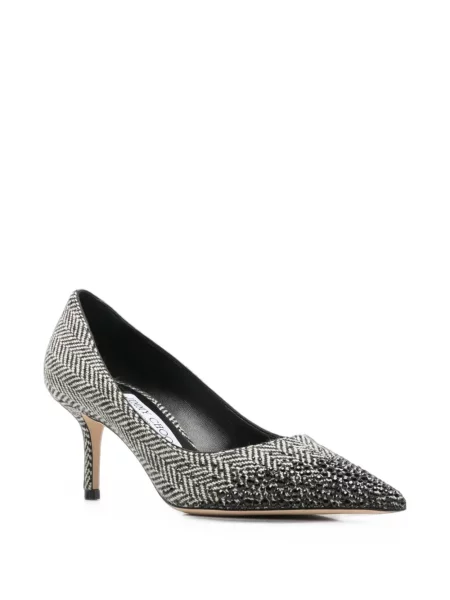 Pantofi cu toc Jimmy Choo cu model herringbone gri