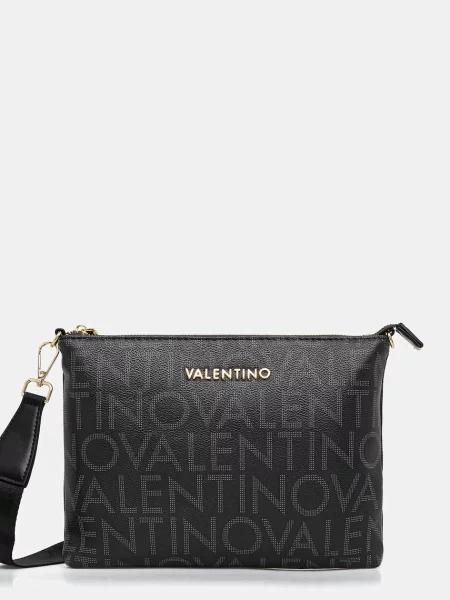Lniana torebka Valentino Bags czarna
