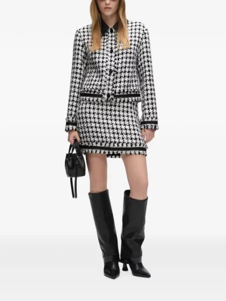 Bouclé geacă Karl Lagerfeld cu model pepito alb