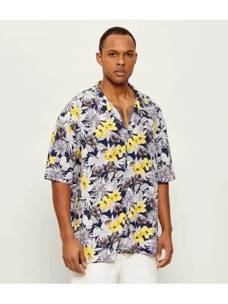 HUGO cămașă de plajă pentru bărbați BEACH SHIRT RELAXED galben
