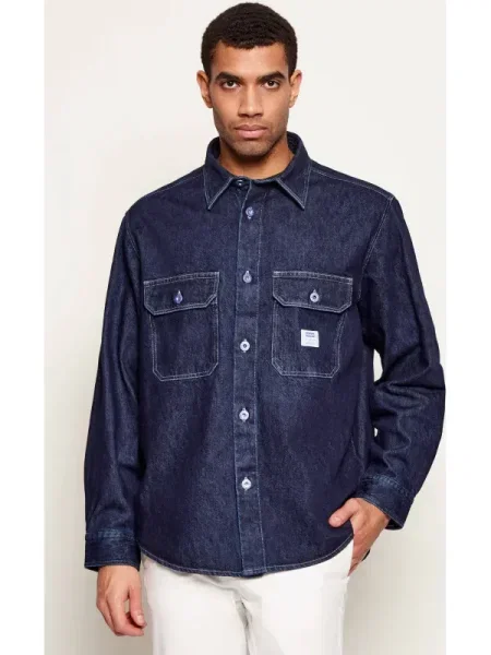 HUGO cămașă de blugi Ebolt Bleumarin Oversize albastru