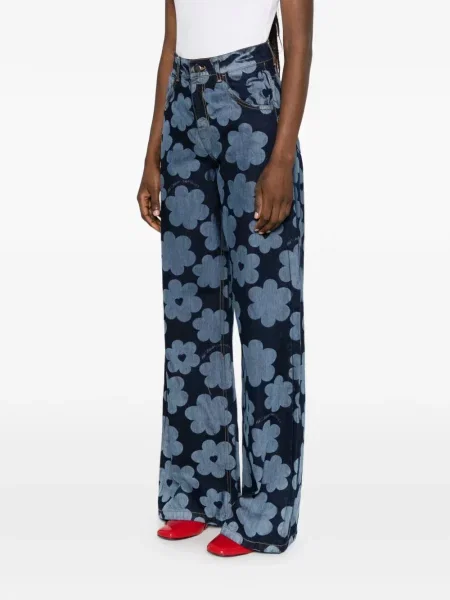 Jeansy Alessandro Enriquez w kwiatki z nadrukiem niebieskie