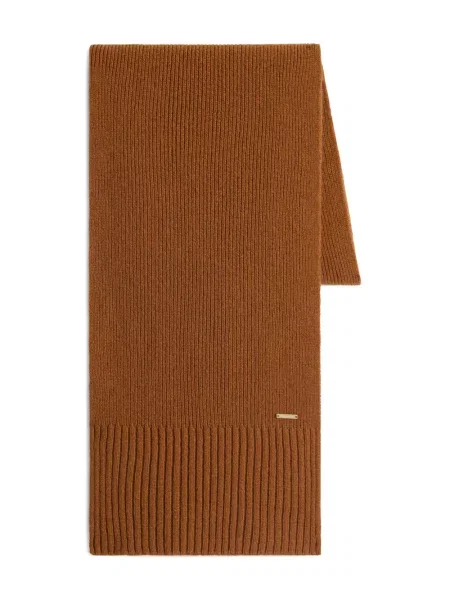 Szal Woolrich z kaszmiru prążkowana brązowa