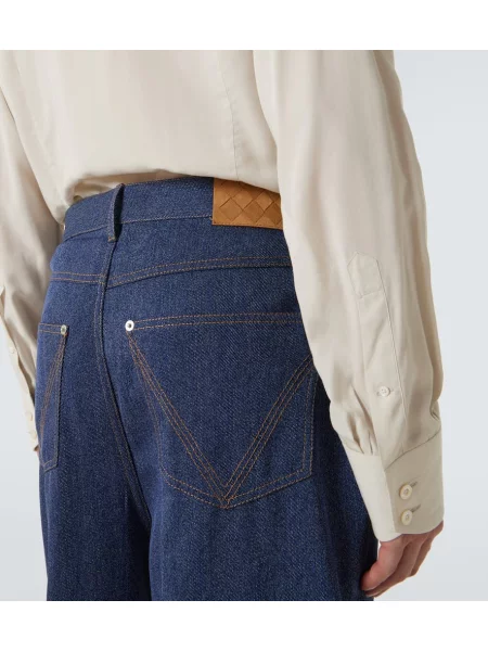 Pantaloni Bottega Veneta de lână albastru