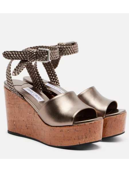 Sandale Jimmy Choo din piele cu pană gri