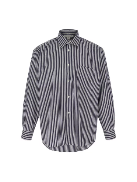Koszula Comme Des Garcons w paski z paskiem niebieska