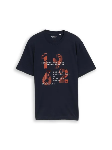 TOM TAILOR Majica nočno modra / korala bela