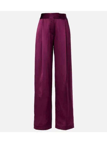 Pantaloni The Sei cu talie înaltă de mătase bordo