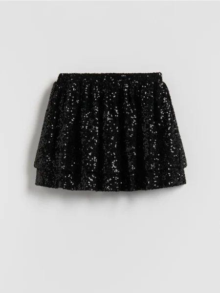 Юбка-шорты Reserved с пайетками черная