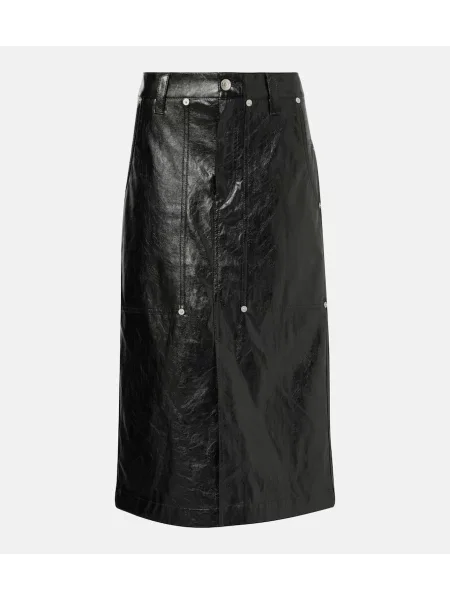 Fustă din piele Marant Etoile până la genunchi negru
