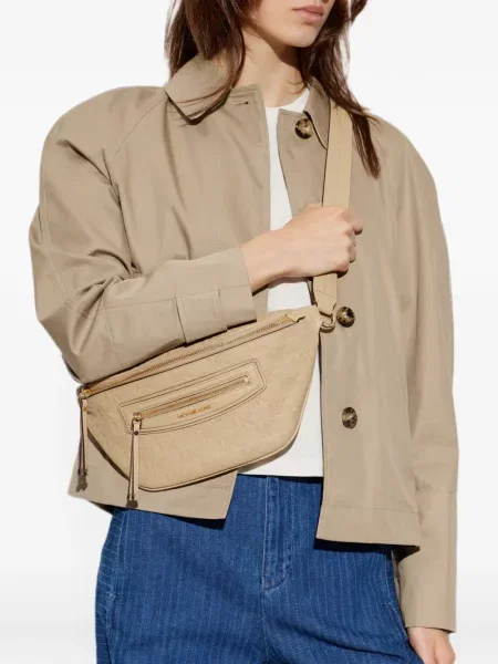 Curea Michael Michael Kors din piele cu autograf verde