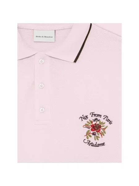 Drôle de Monsieur polo Polo Piqué Slogan Rose różowa