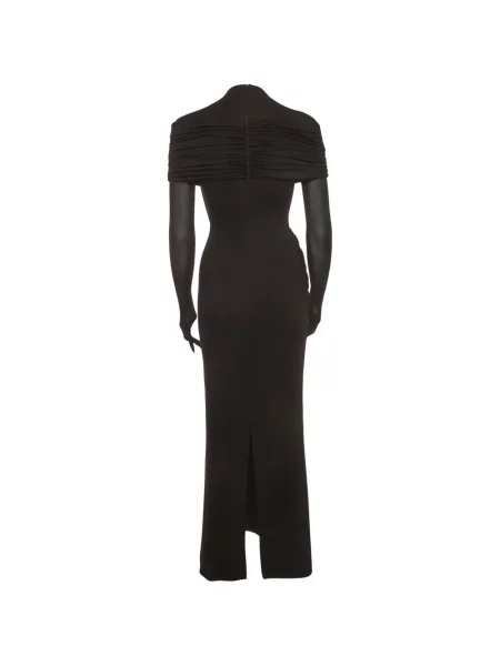 Rochie maxi Chats By C.dam din jerseu drapată negru