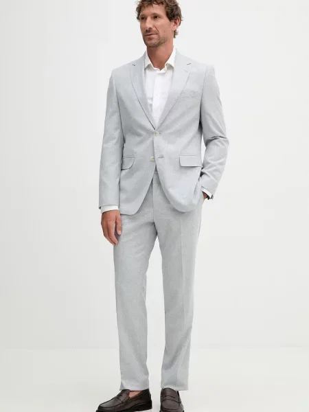 BOSS costum casual pentru bărbați cu amestec de in Jeckson albastru