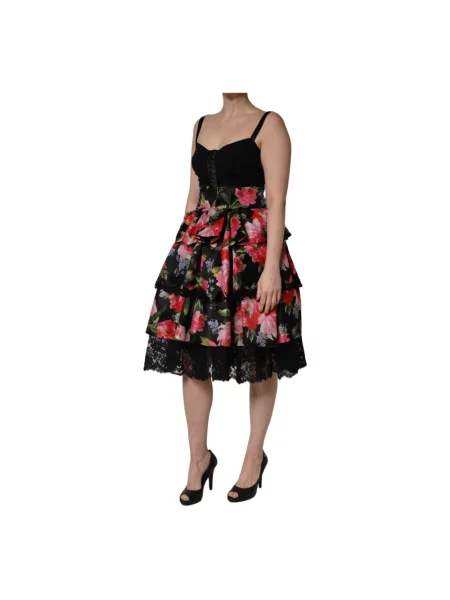 Sukienka midi Dolce And Gabbana bez rękawów z falbankami