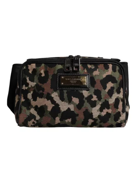 Pasek Dolce And Gabbana w panterkę z logo czarny