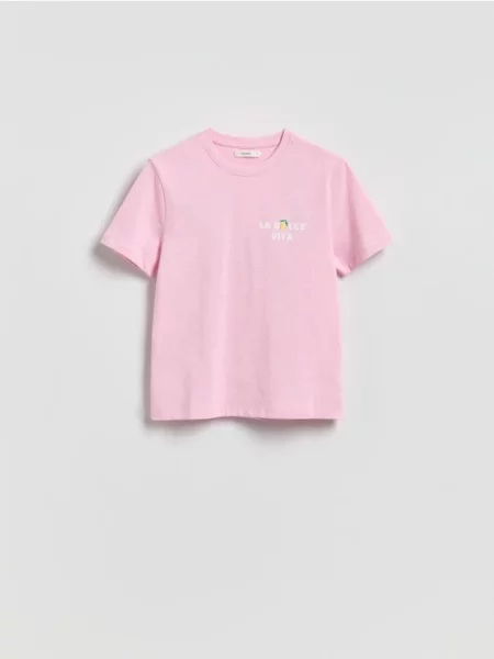 Reserved Tricou cu imprimeu roz-pastel roz