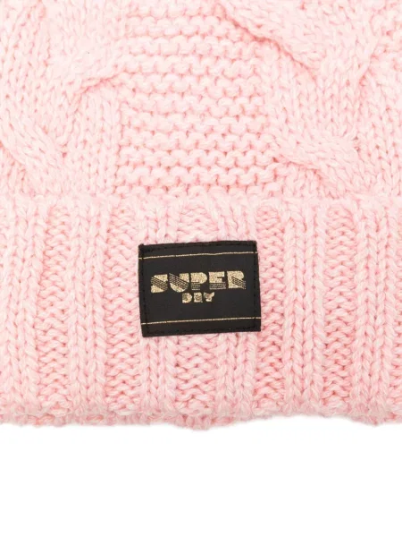 Căciulă Superdry tricotate cu pompoane roz